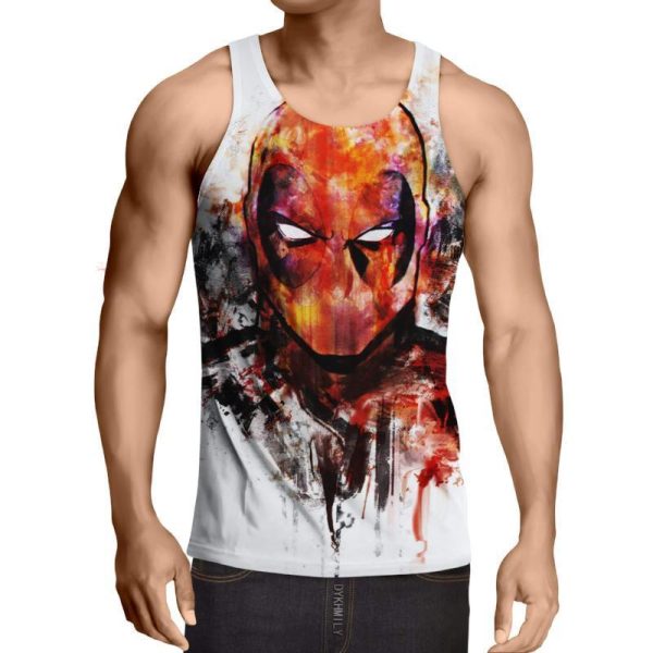 White Art 3D Printed Deadpool Tank Top Fashion