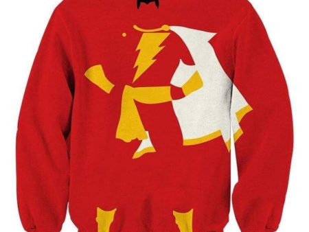 Shazam Red and Yellow Crewneck 3D Printed Shazam Sweatshirt Online Sale