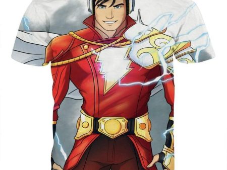 Shazam White and Red 3D Printed Shazam T Shirt Supply