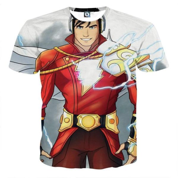 Shazam White and Red 3D Printed Shazam T Shirt Supply