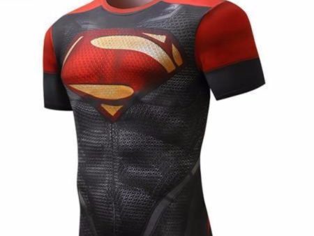 Superman Tee Abdominal Black & Red 3D Printed Superman T Shirt Fashion