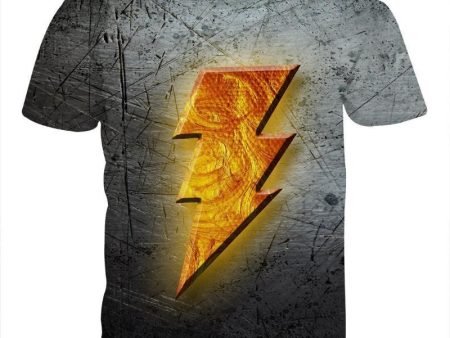 Grey Logo 3D Printed Shazam T Shirt Sale