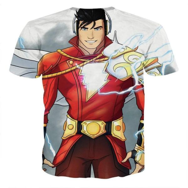 Shazam White and Red 3D Printed Shazam T Shirt Supply