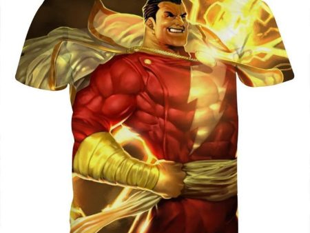 Bold 3D Printed Shazam T Shirt Online Sale